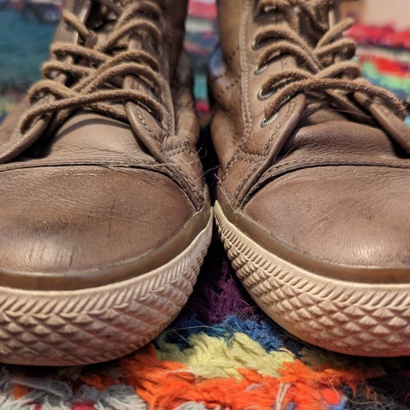 Frye Greene Leather Back-Zip High-Top Sneakers W9 - Picture 3 of 7